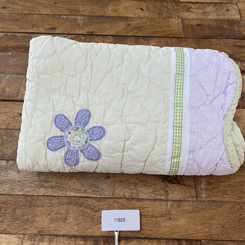 Pottery Barn Kids Quilted Pillow Sham Standard Floral Patchwork Tie Back - Picture 12 of 12